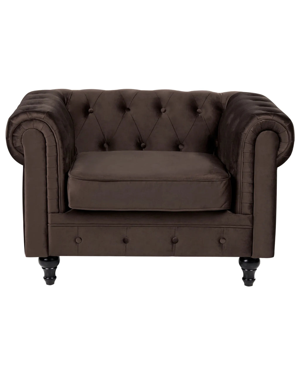 Armchair CHESTERFIELD Velvet Dark Brown