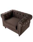 Armchair CHESTERFIELD Velvet Dark Brown