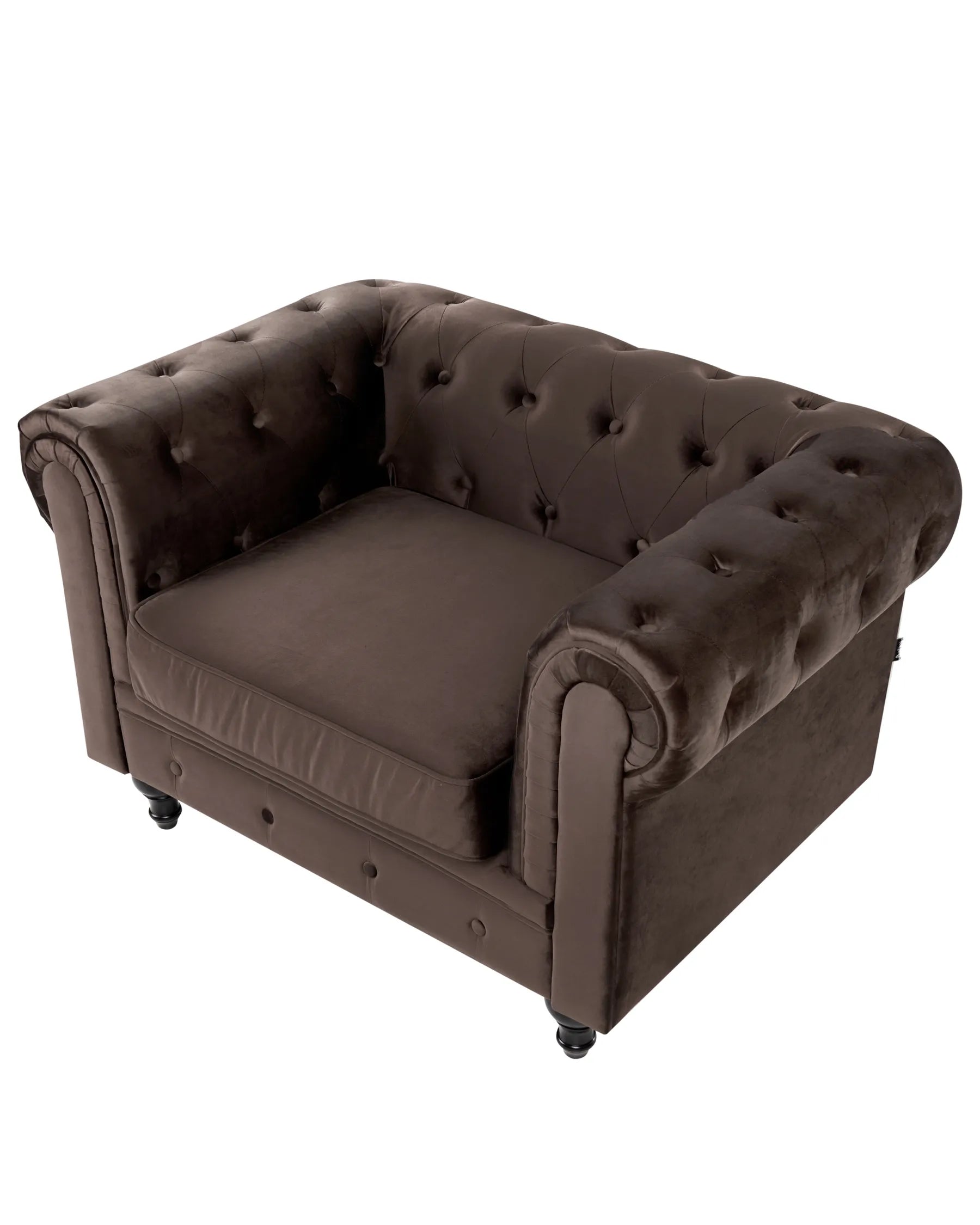 Armchair CHESTERFIELD Velvet Dark Brown