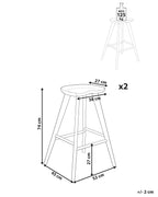 Set of 2 Bar Stools CANDO Brown