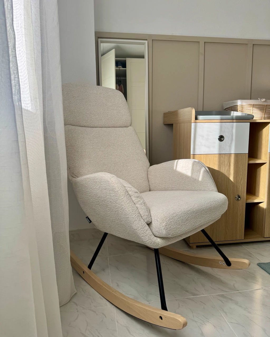 Rocking Chair KVELIA Fabric Off-White