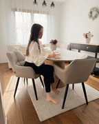 Set of 2 Dining Chairs TIRANO Faux Linen Beige