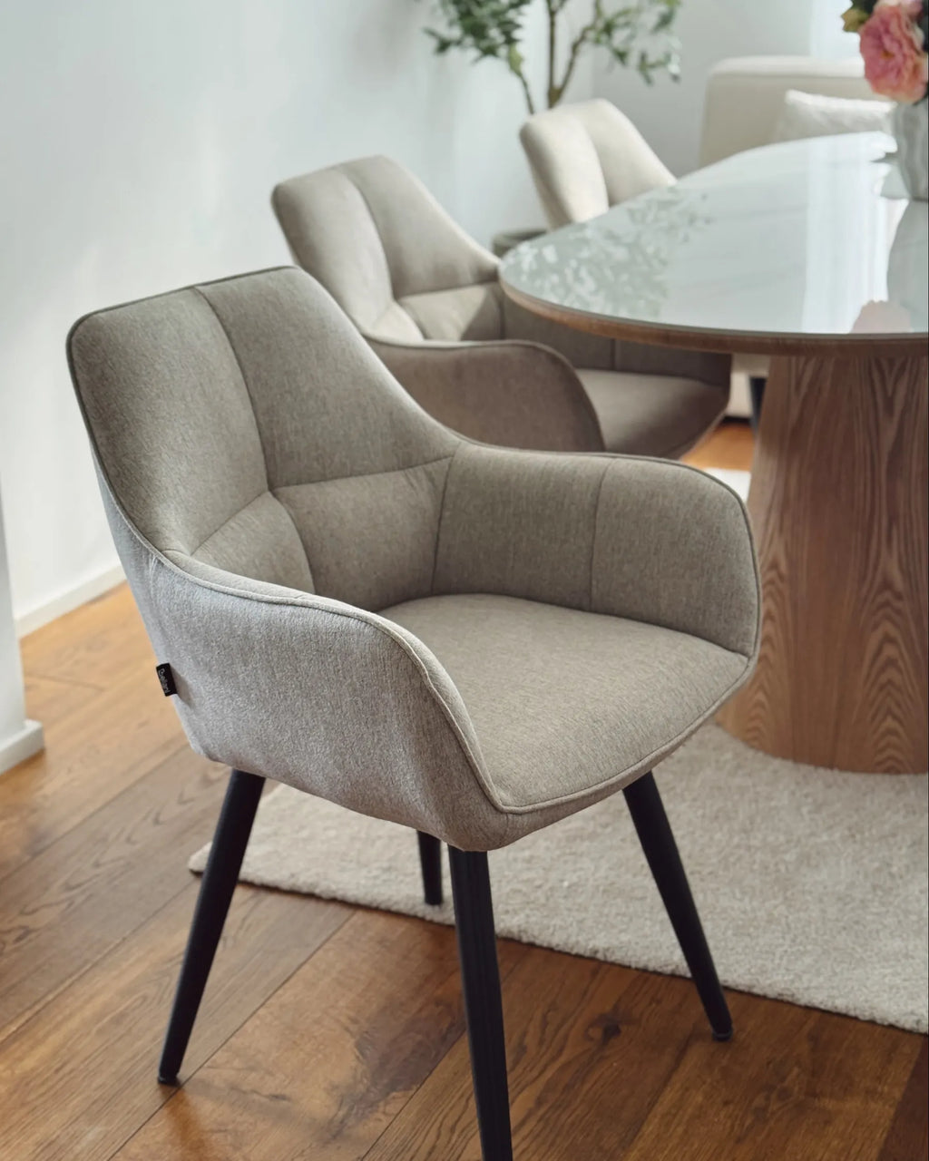 Set of 2 Dining Chairs TIRANO Faux Linen Beige