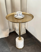 Side Table CAMELO Metal White Marble