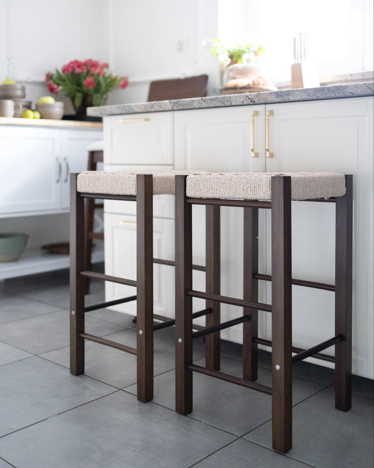 Set of 2 Bar Stools CESA Wood Dark Brown — alternate product view