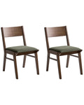Set of 2 Dining Chairs ENOLA Wood Dark Green/ Brown