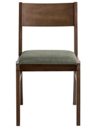 Set of 2 Dining Chairs ENOLA Wood Dark Green/ Brown