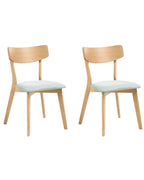 Set of 2 Dining Chairs HOPE Wood Light Brown/ Mint