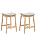 Set of 2 Bar Stools DIXON Wood Light Brown/ Mint
