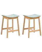 Set of 2 Bar Stools DIXON Wood Light Brown/ Mint