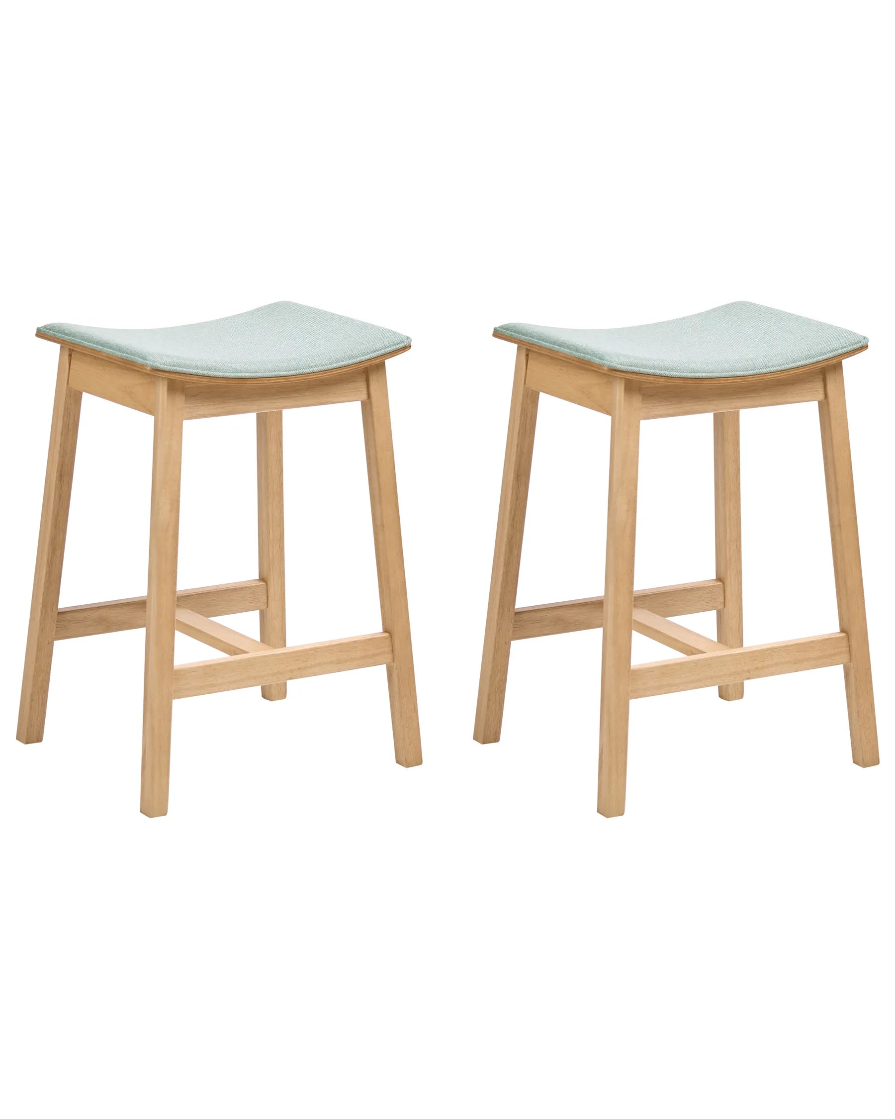 Set of 2 Bar Stools DIXON Wood Light Brown/ Mint