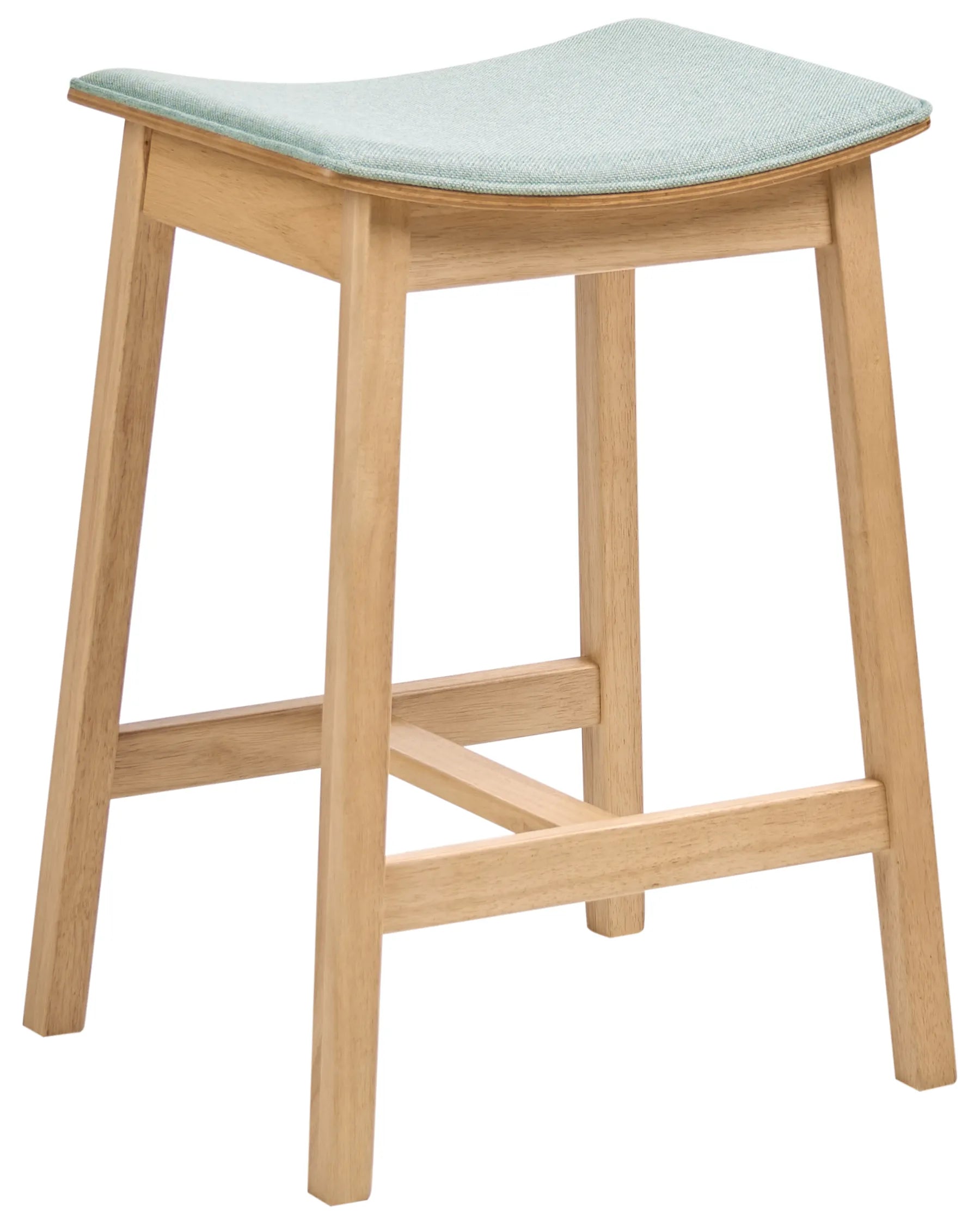 Set of 2 Bar Stools DIXON Wood Light Brown/ Mint