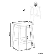 Set of 2 Bar Stools DIXON Wood Light Brown/ Mint
