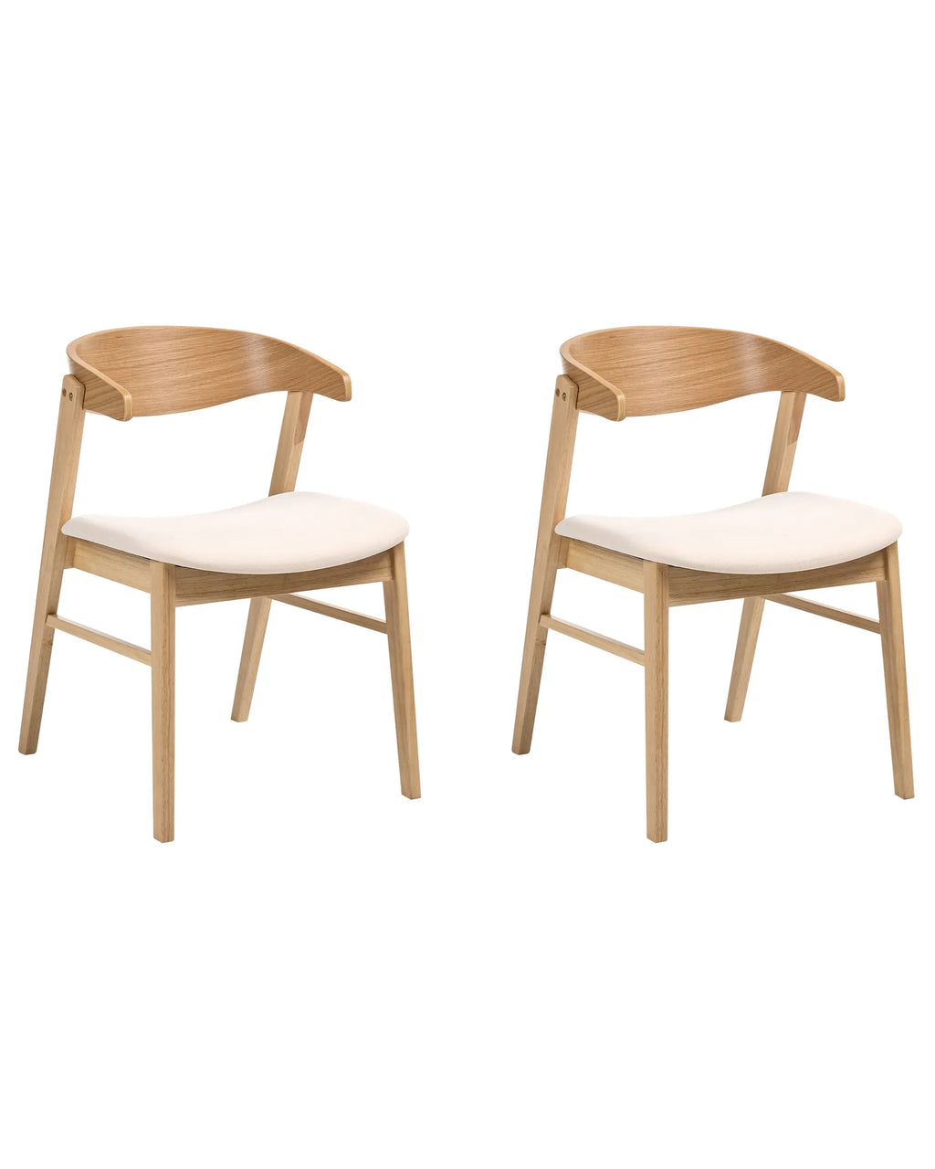 Set of 2 Dining Chairs LILLY Fabric Light Brown/ Off-White