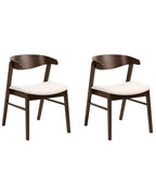 Set of 2 Dining Chairs LILLY Fabric Dark Brown/ Off-White