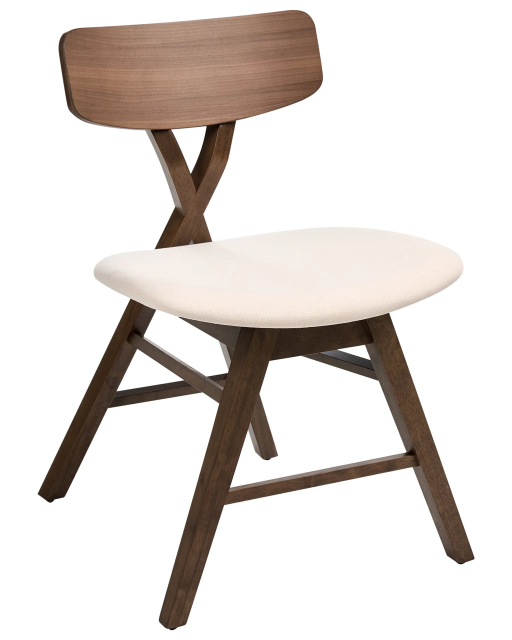 Set of 2 Dining Chairs LELAND Wood Brown/ Off-White