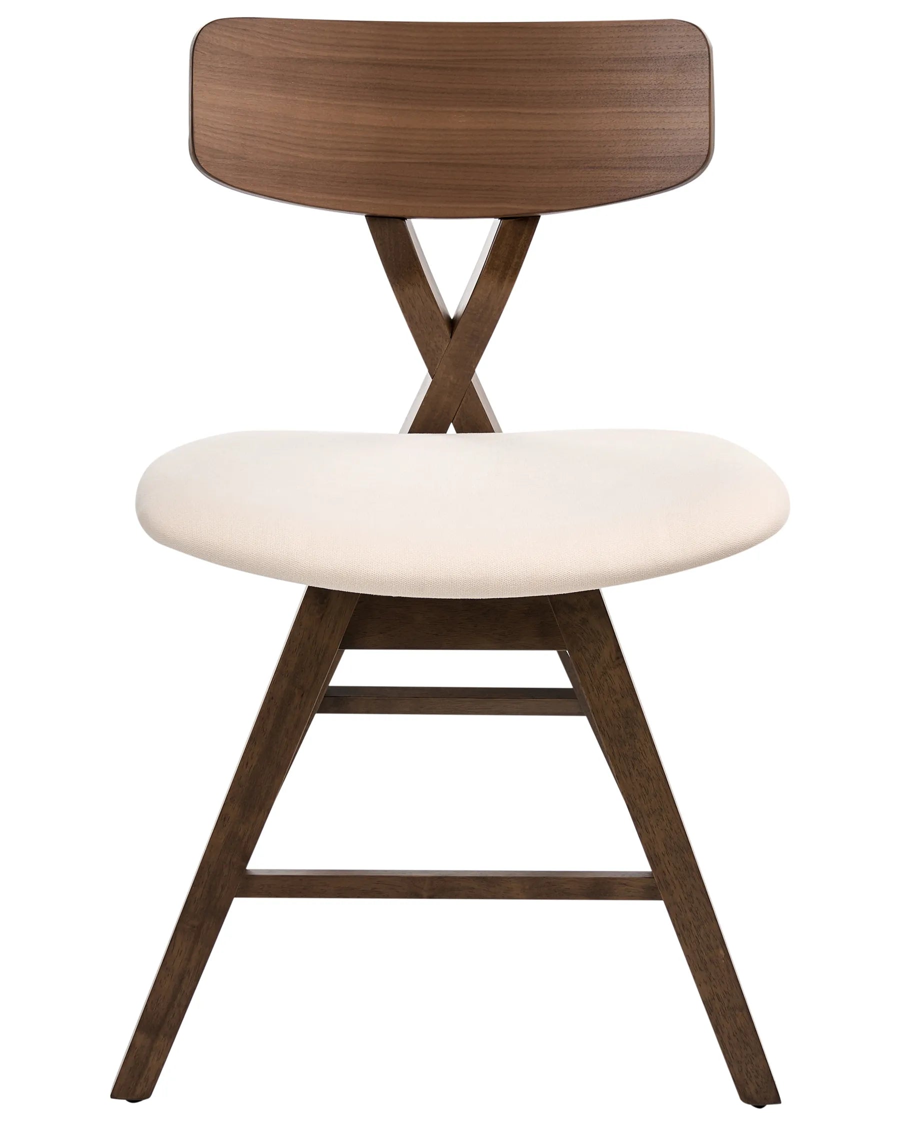 Set of 2 Dining Chairs LELAND Wood Brown/ Off-White