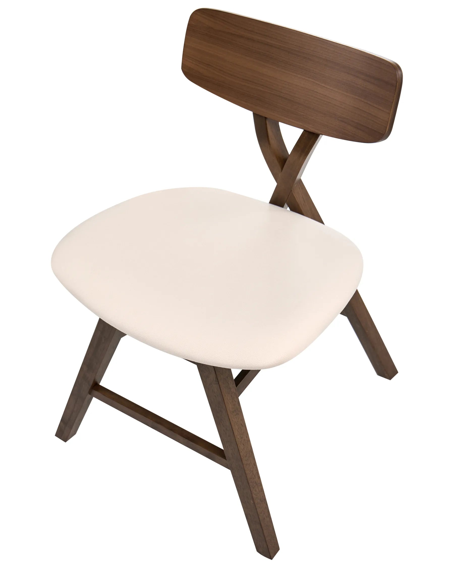 Set of 2 Dining Chairs LELAND Wood Brown/ Off-White