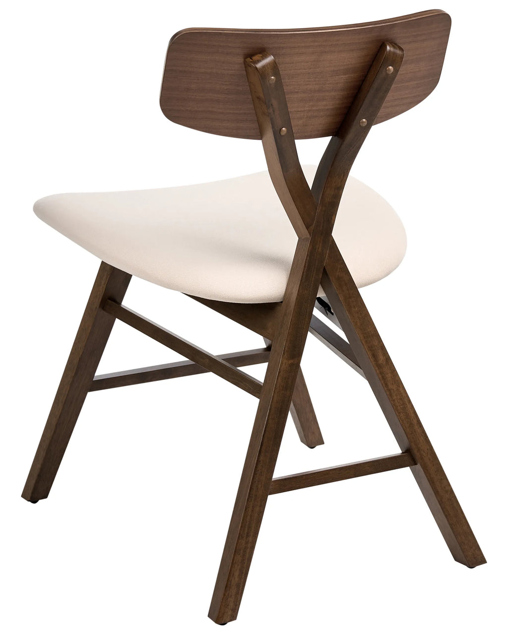 Set of 2 Dining Chairs LELAND Wood Brown/ Off-White