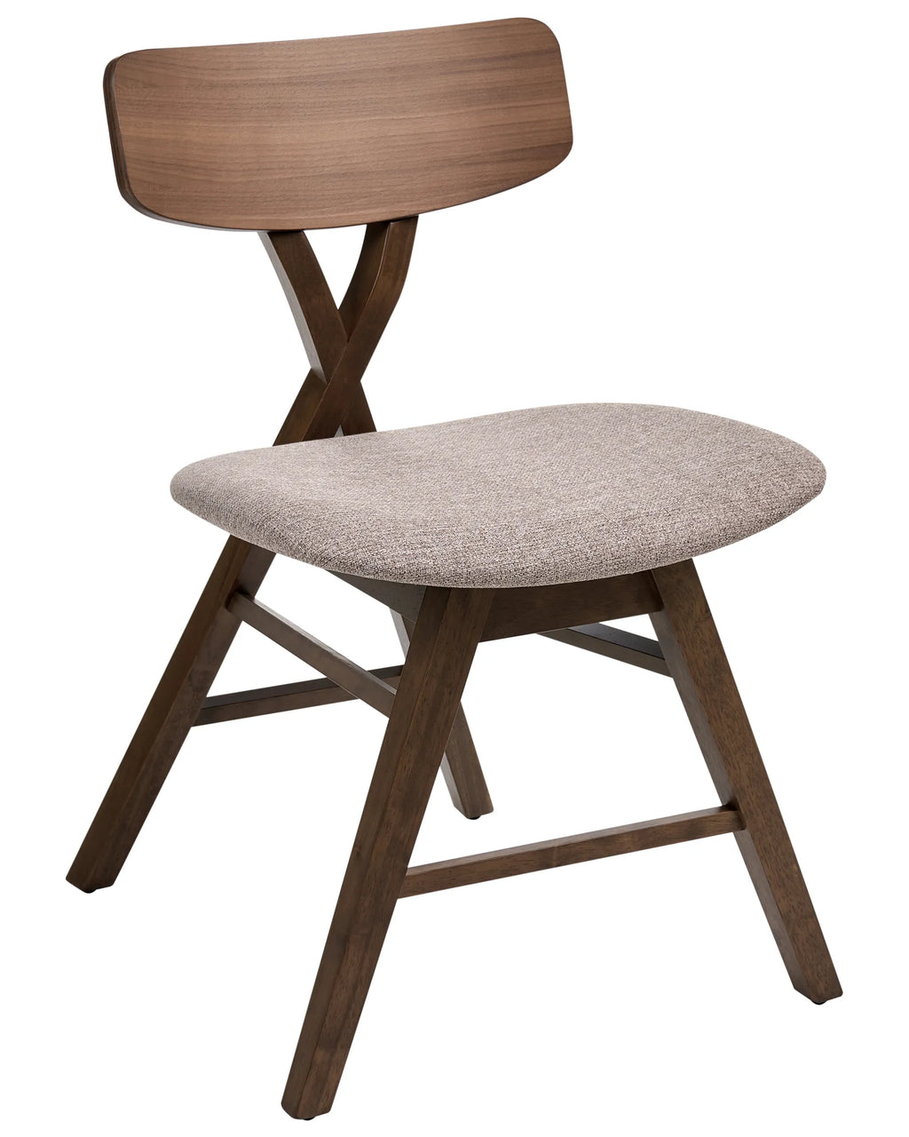 Set of 2 Dining Chairs LELAND Wood Brown/ Taupe