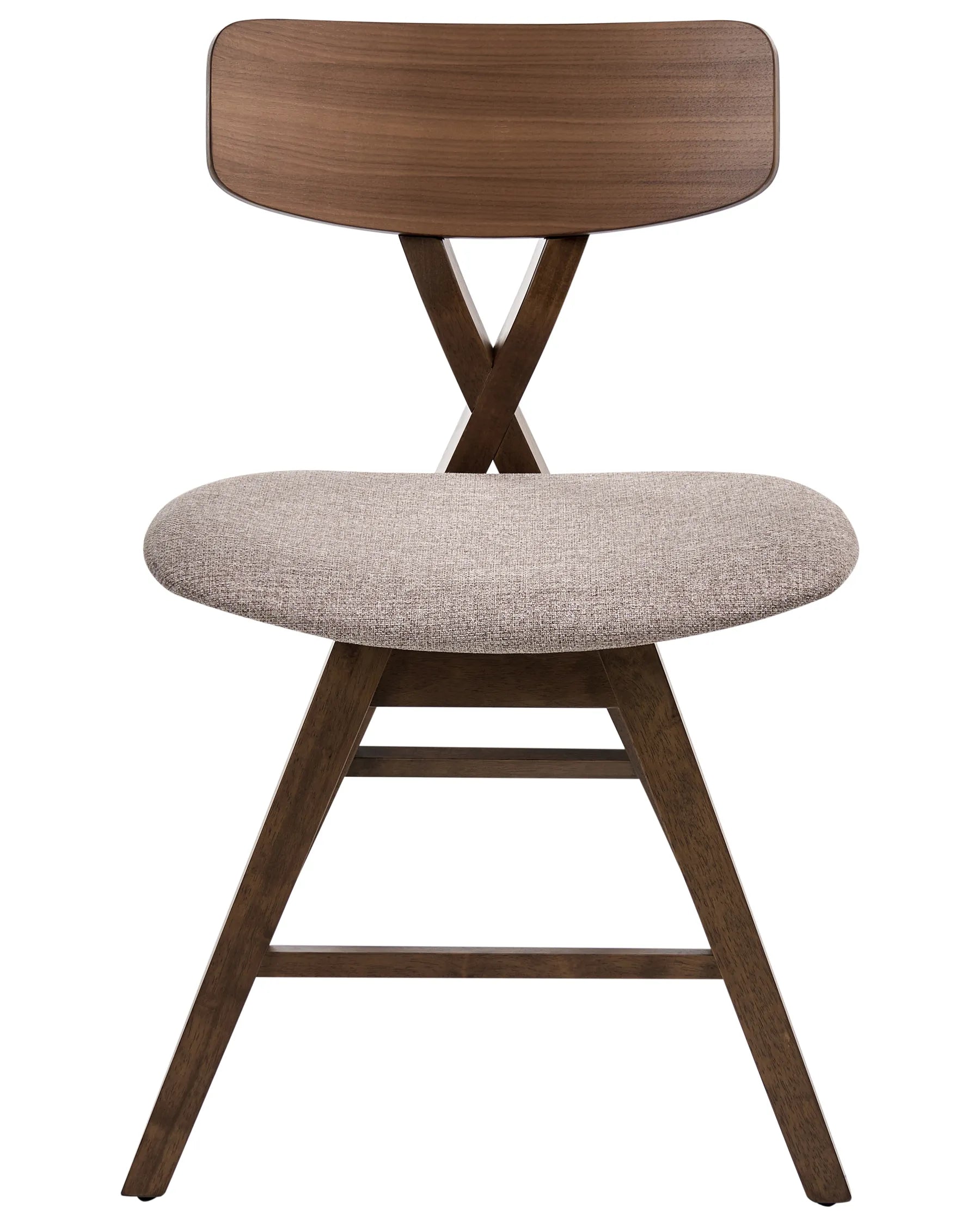 Set of 2 Dining Chairs LELAND Wood Brown/ Taupe