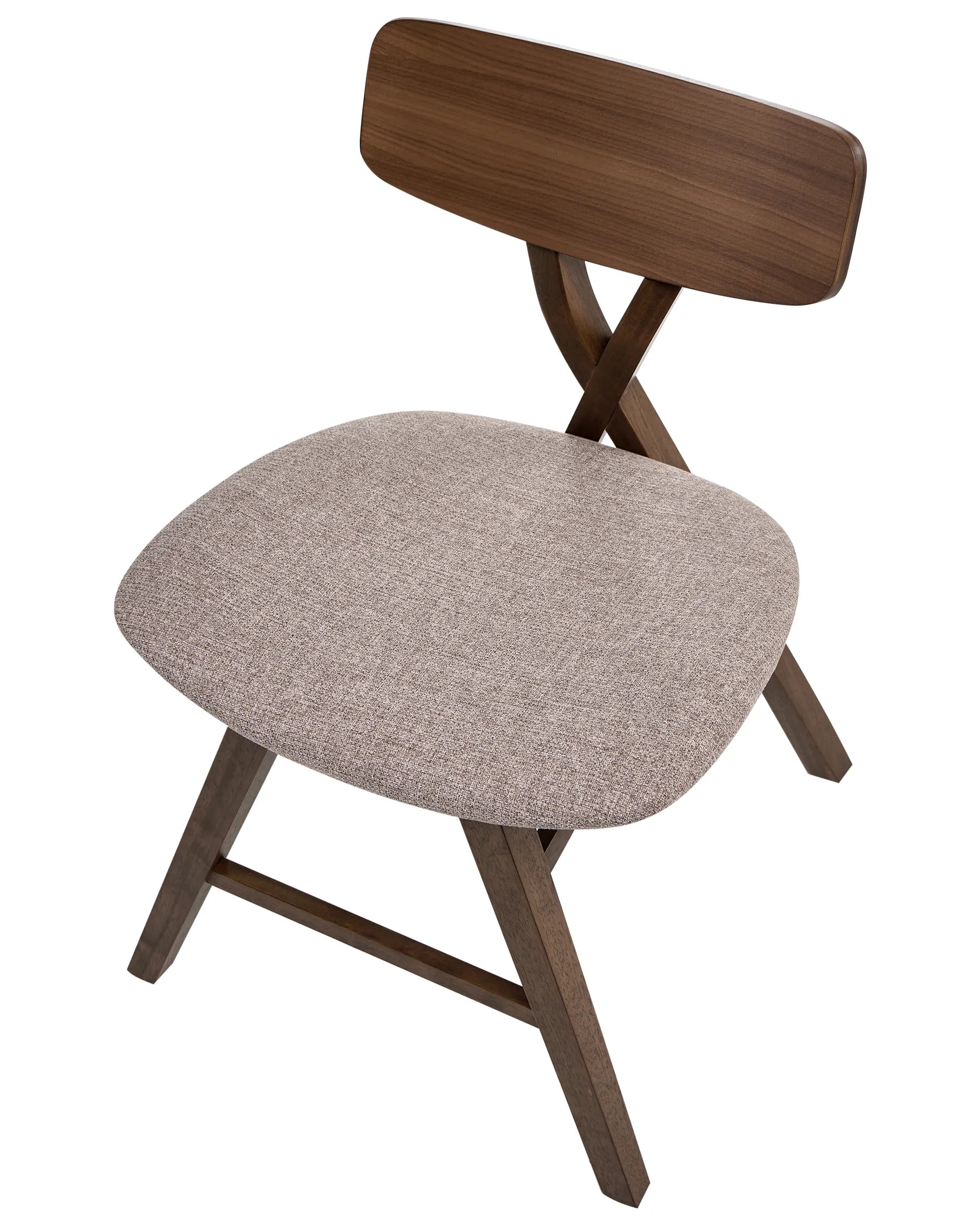 Set of 2 Dining Chairs LELAND Wood Brown/ Taupe