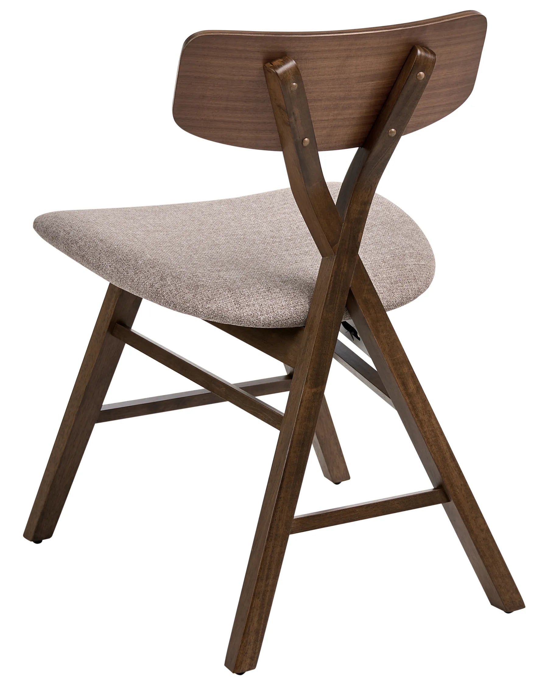 Set of 2 Dining Chairs LELAND Wood Brown/ Taupe