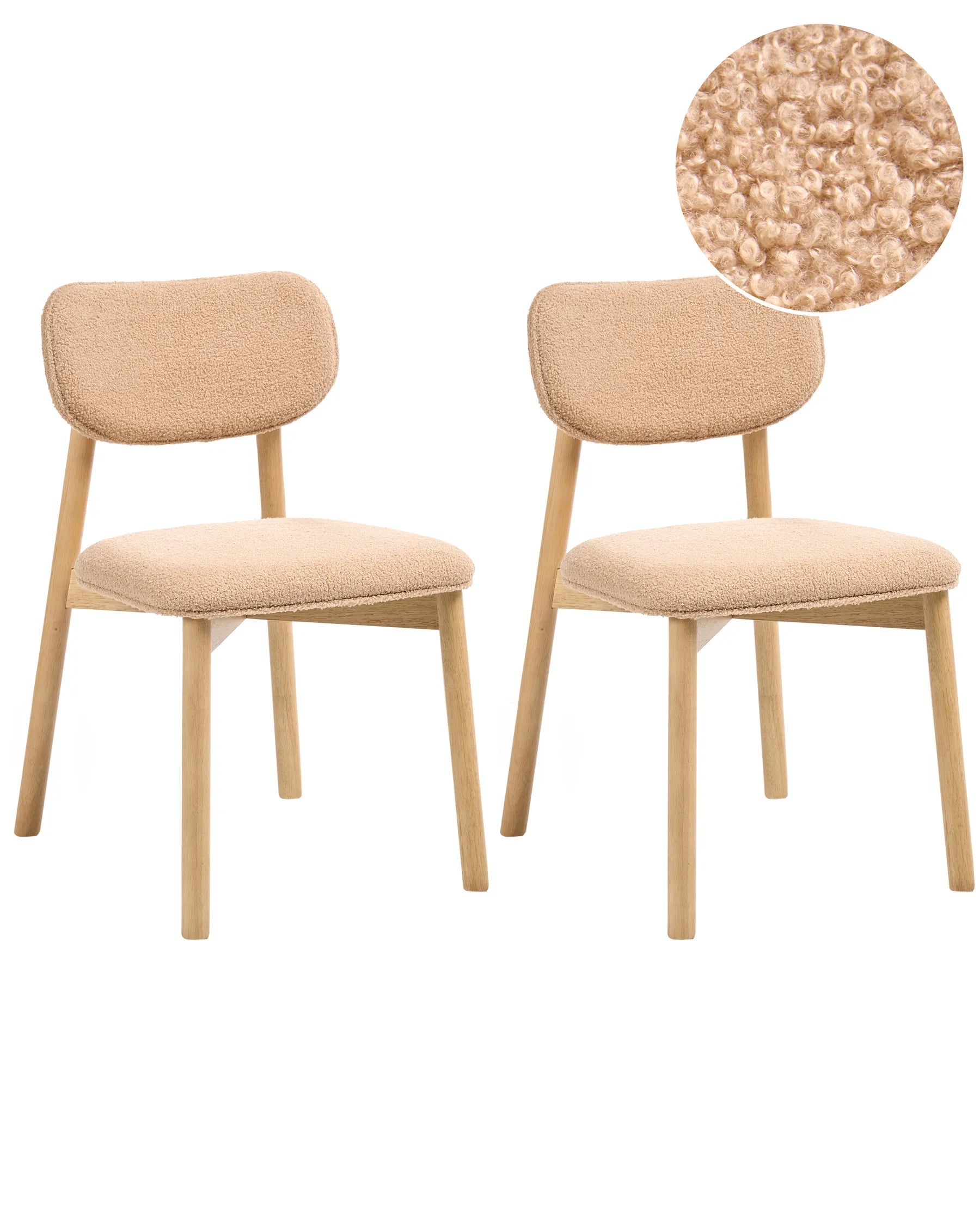 Set of 2 Dining Chairs MILLS Boucle Light Brown/ Beige