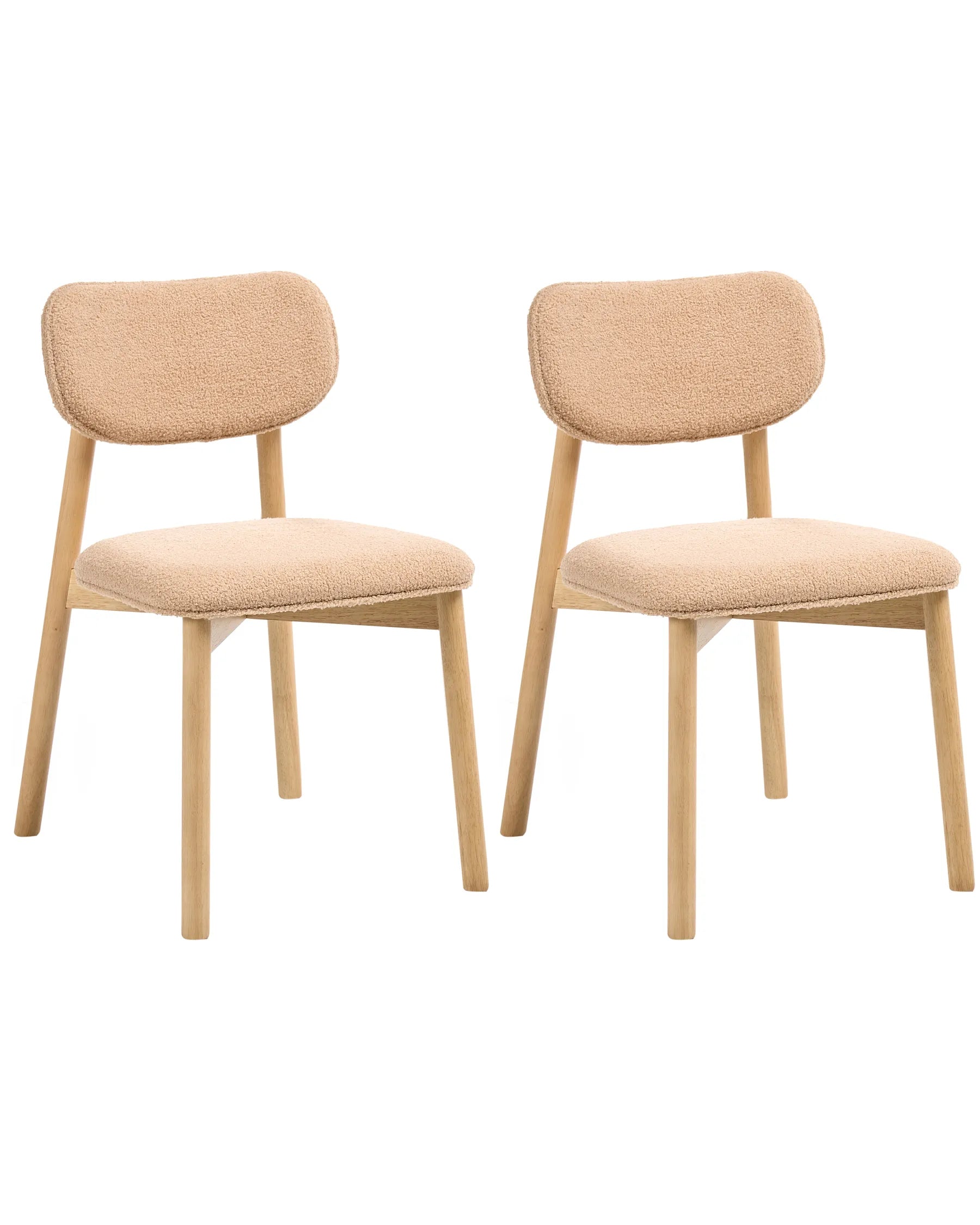 Set of 2 Dining Chairs MILLS Boucle Light Brown/ Beige