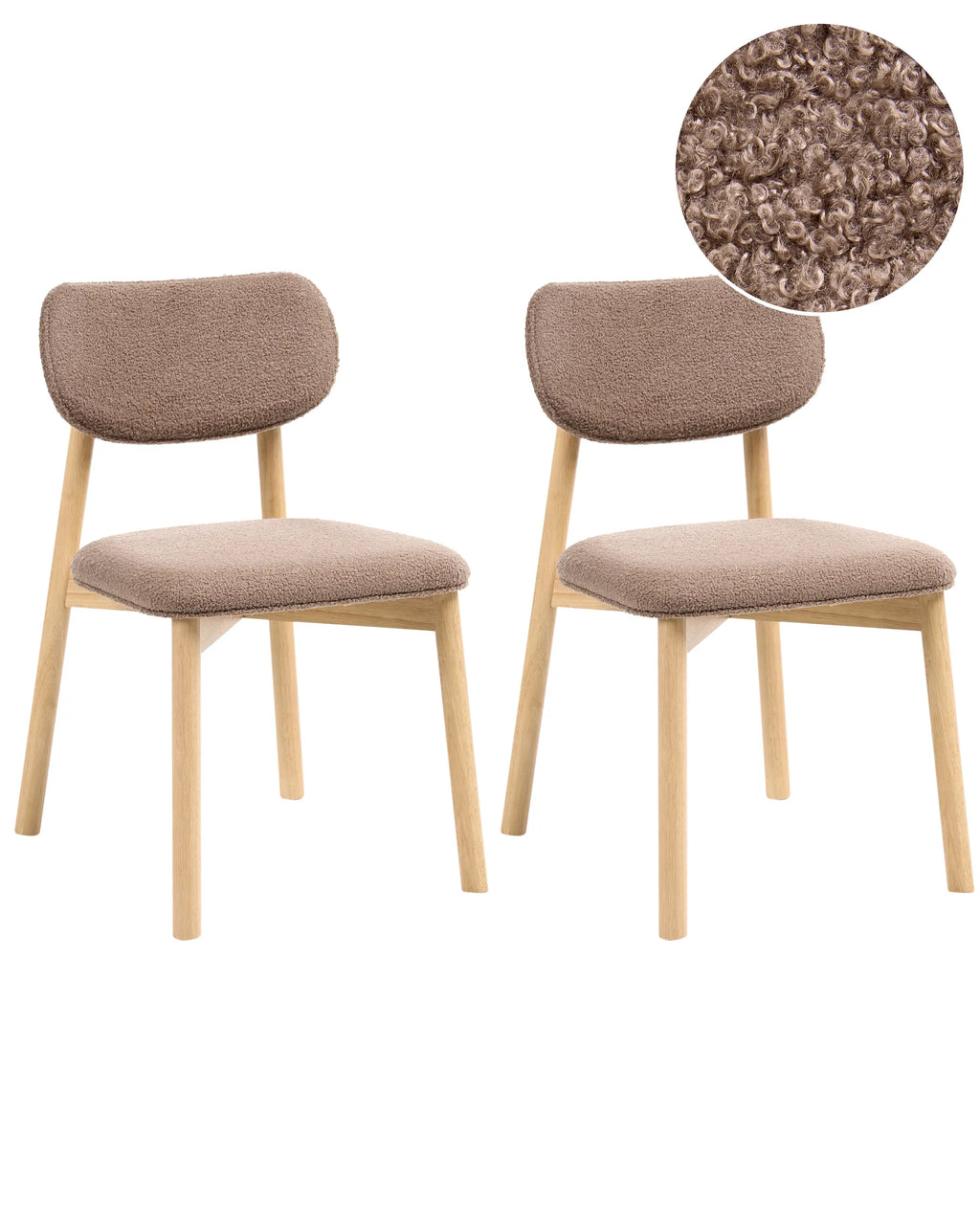Set of 2 Dining Chairs MILLS Boucle Light Brown/ Taupe