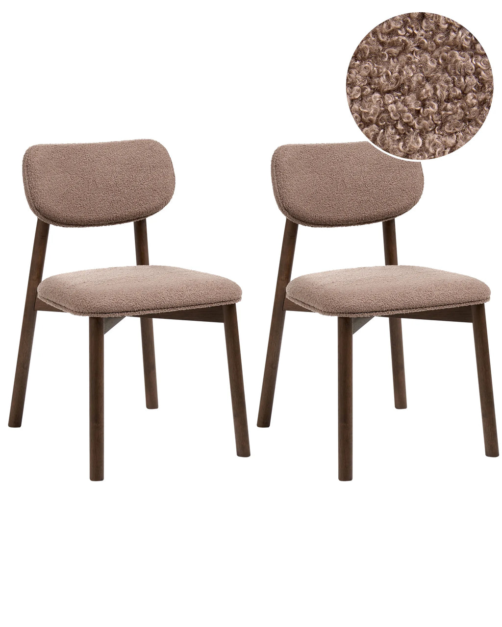 Set of 2 Dining Chairs MILLS Boucle Brown/ Taupe