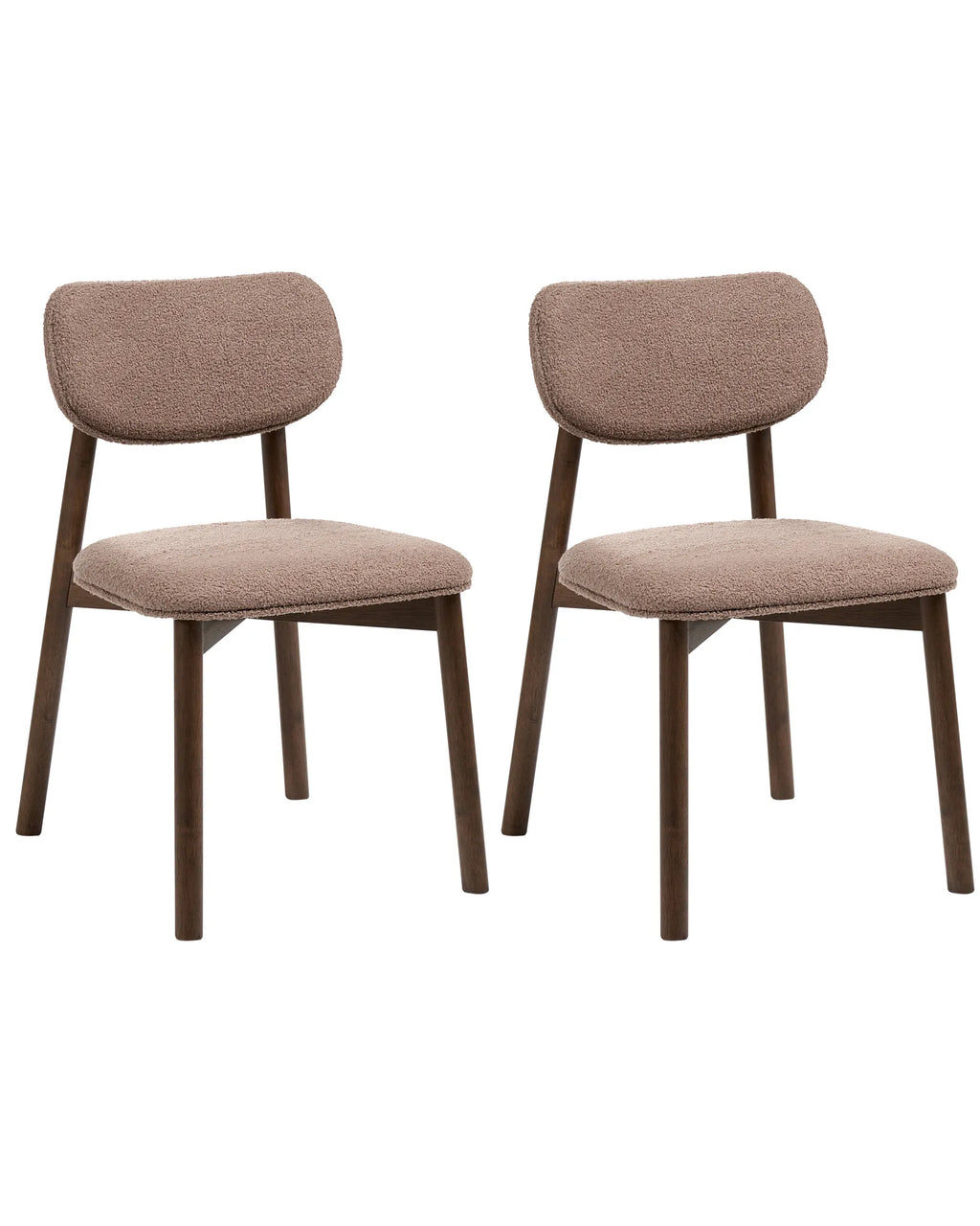 Set of 2 Dining Chairs MILLS Boucle Brown/ Taupe