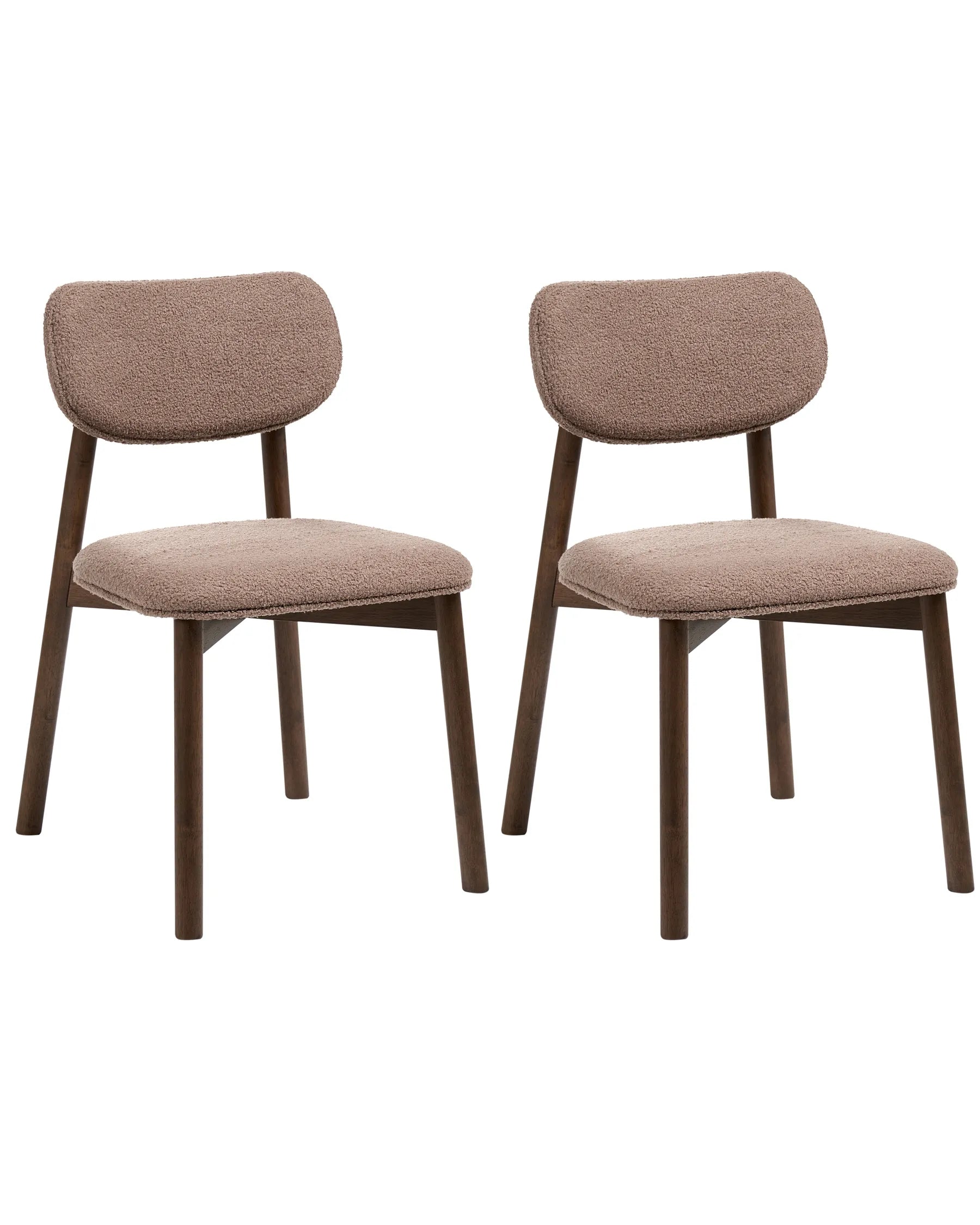 Set of 2 Dining Chairs MILLS Boucle Brown/ Taupe