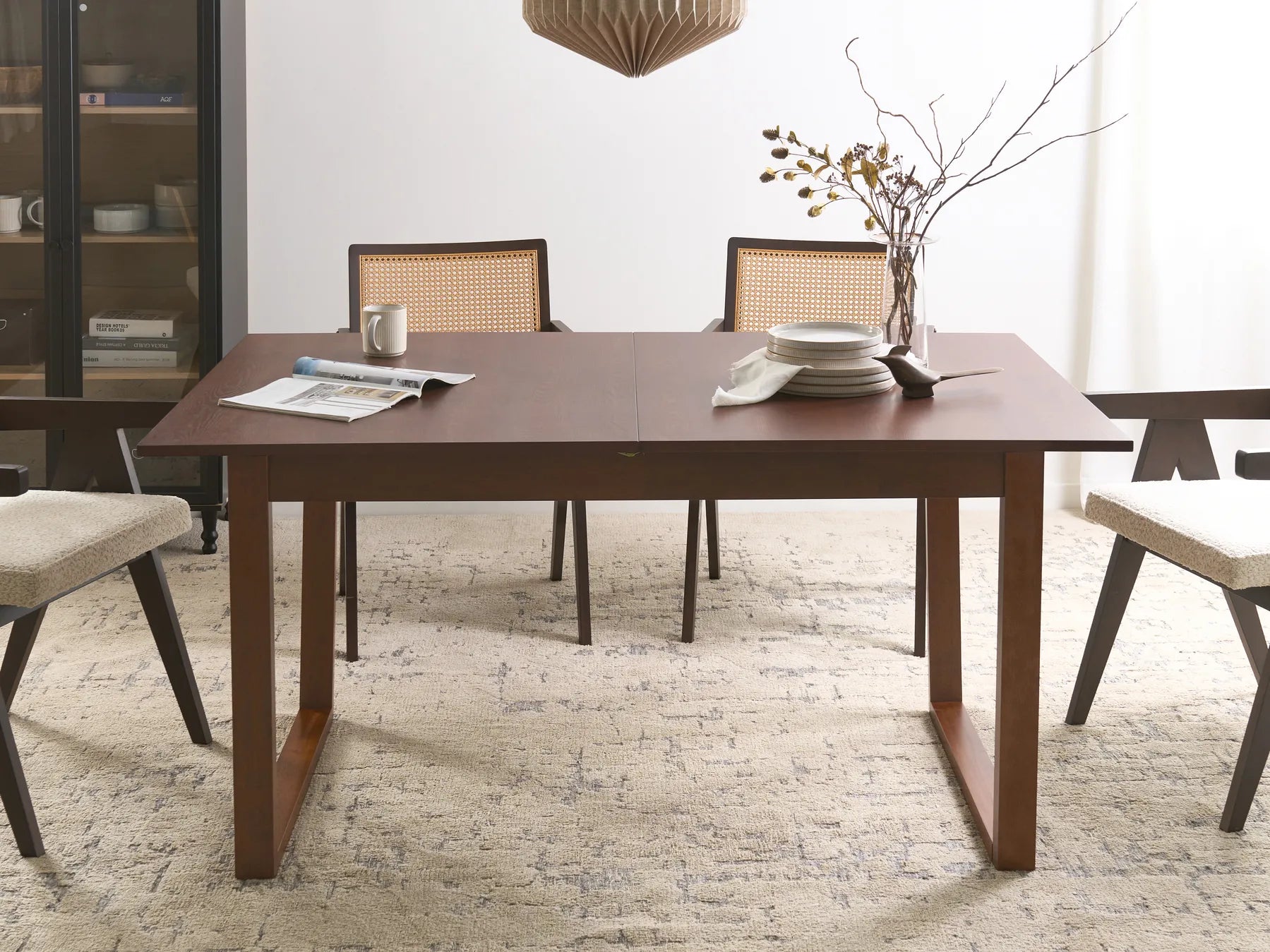 Extending Dining Table CAMDEN Dark Ash Wood 160/200 cm 95 cm