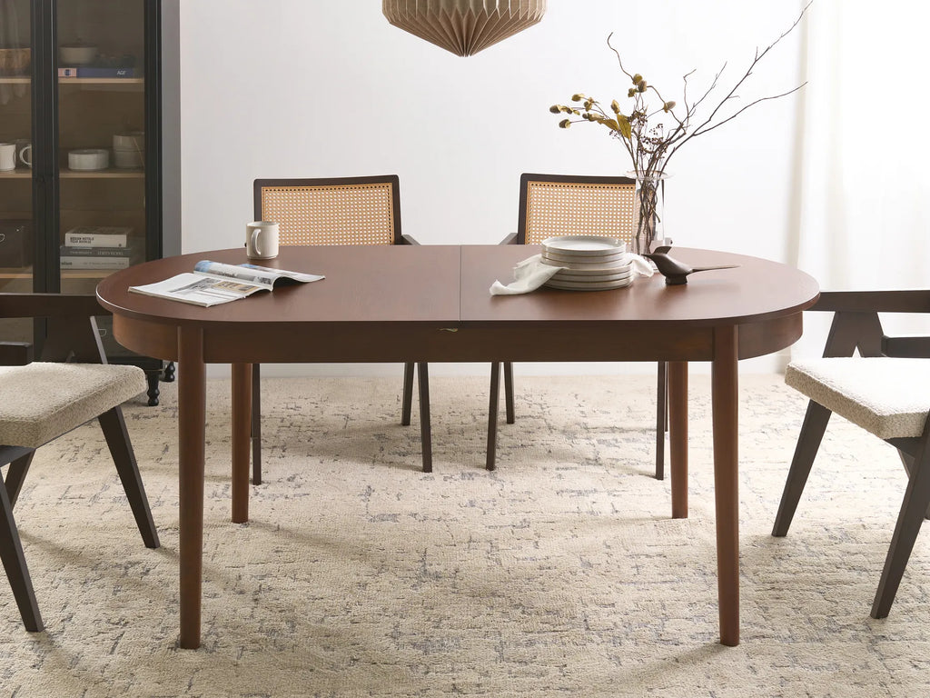 Extending Dining Table LARTO Dark Ash Wood 180/220 cm 90 cm