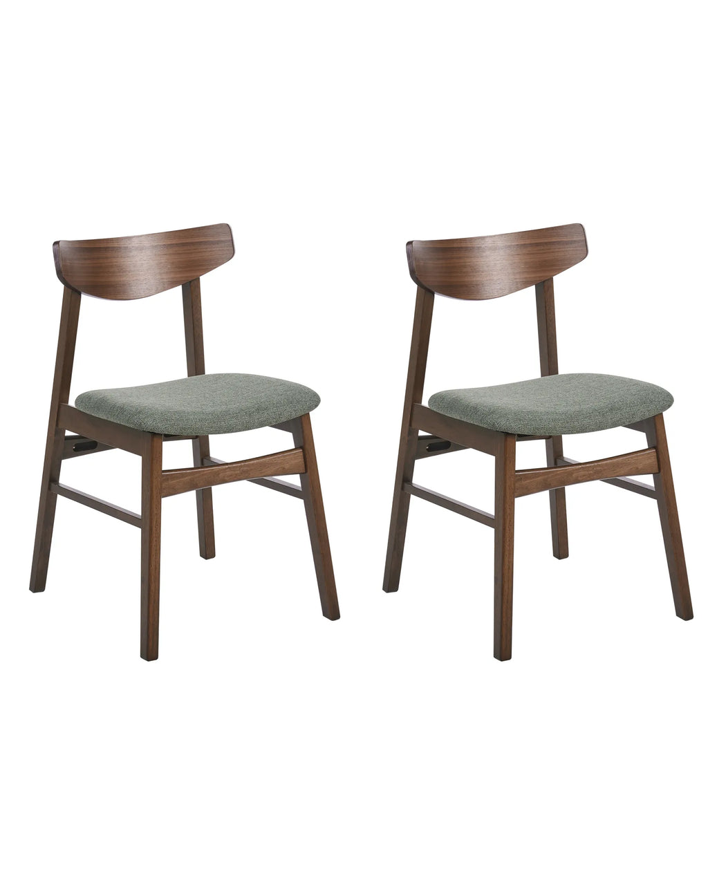 Set of 2 Dining Chairs SMILEY Wood Brown/ Green