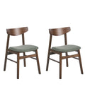 Set of 2 Dining Chairs SMILEY Wood Brown/ Green