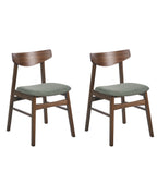 Set of 2 Dining Chairs SMILEY Wood Brown/ Green