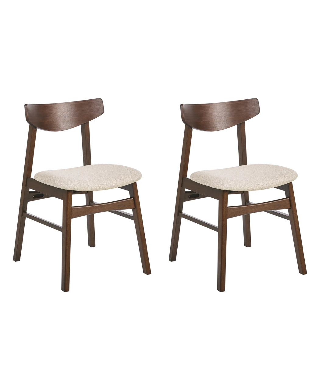 Set of 2 Dining Chairs SMILEY Wood Brown/ Beige