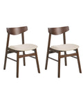 Set of 2 Dining Chairs SMILEY Wood Brown/ Beige
