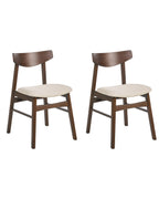 Set of 2 Dining Chairs SMILEY Wood Brown/ Beige