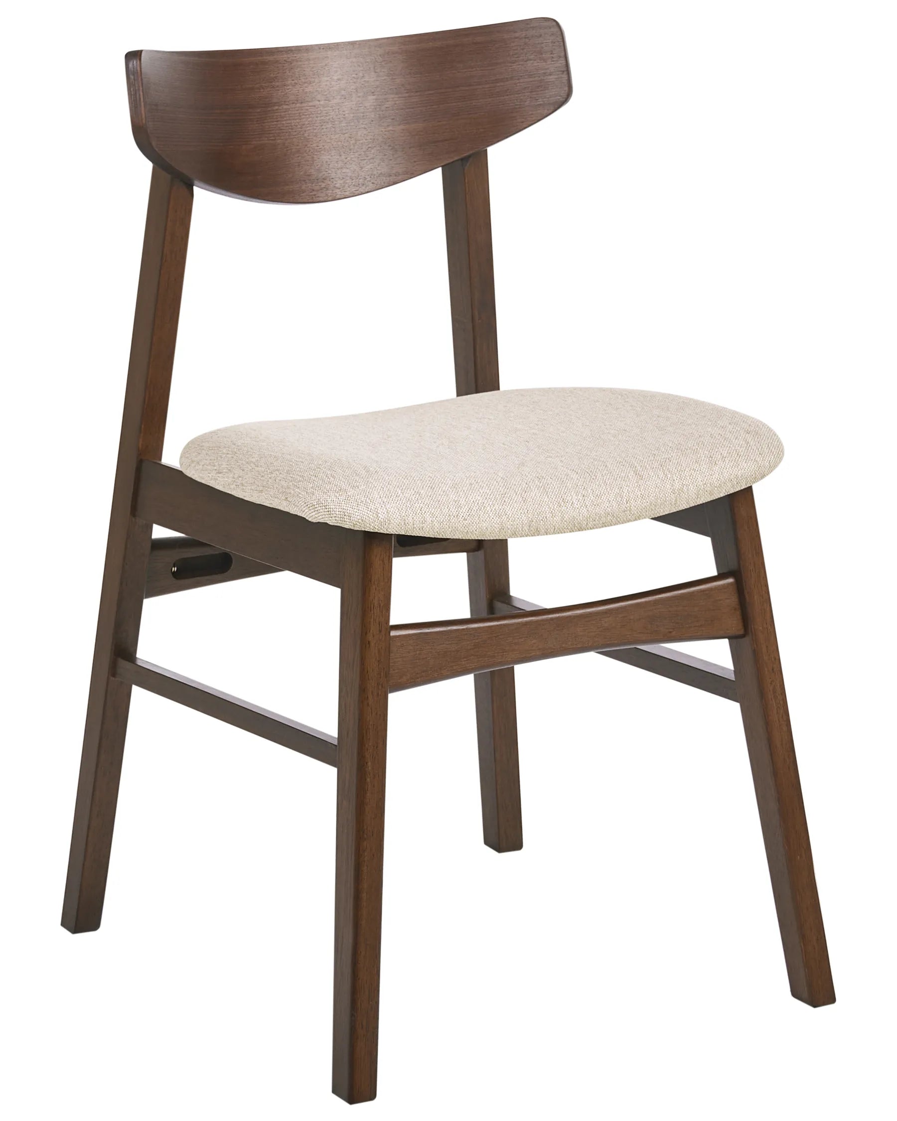 Set of 2 Dining Chairs SMILEY Wood Brown/ Beige