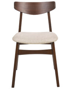 Set of 2 Dining Chairs SMILEY Wood Brown/ Beige