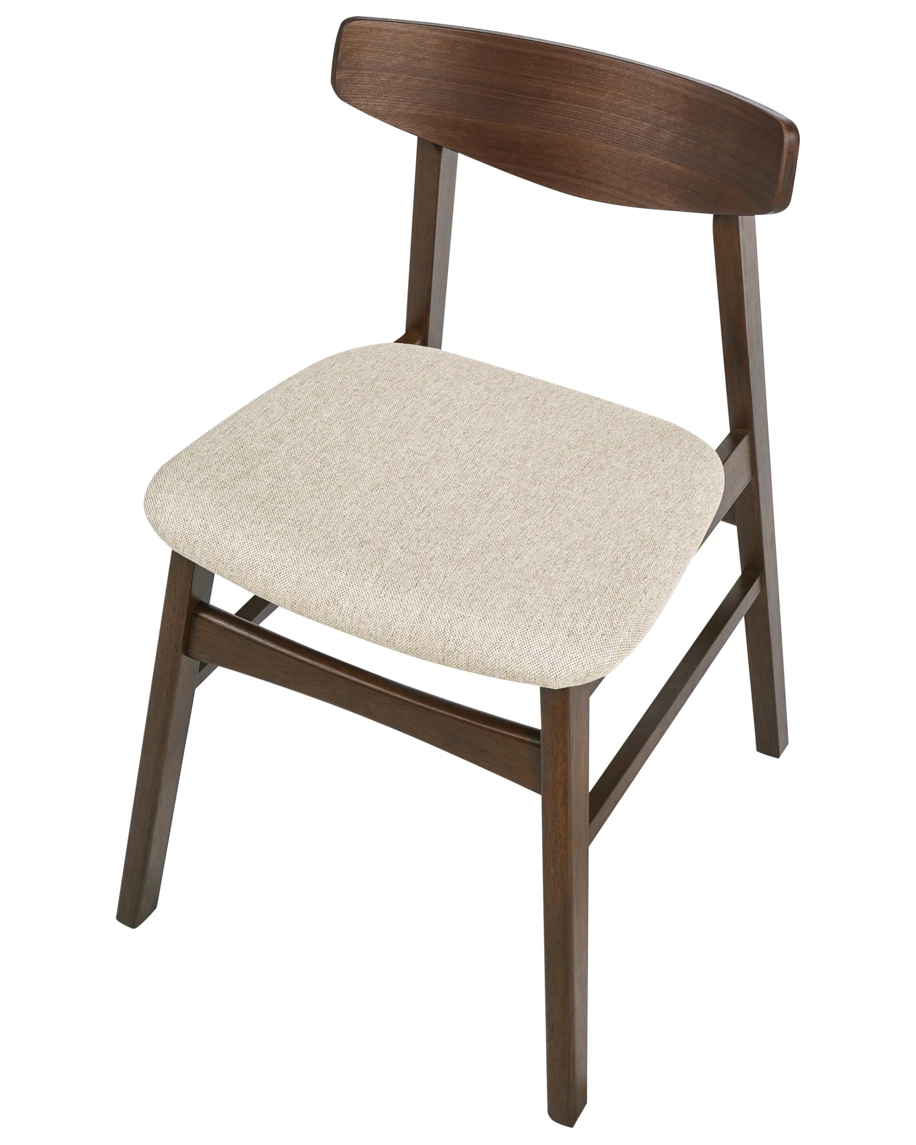 Set of 2 Dining Chairs SMILEY Wood Brown/ Beige