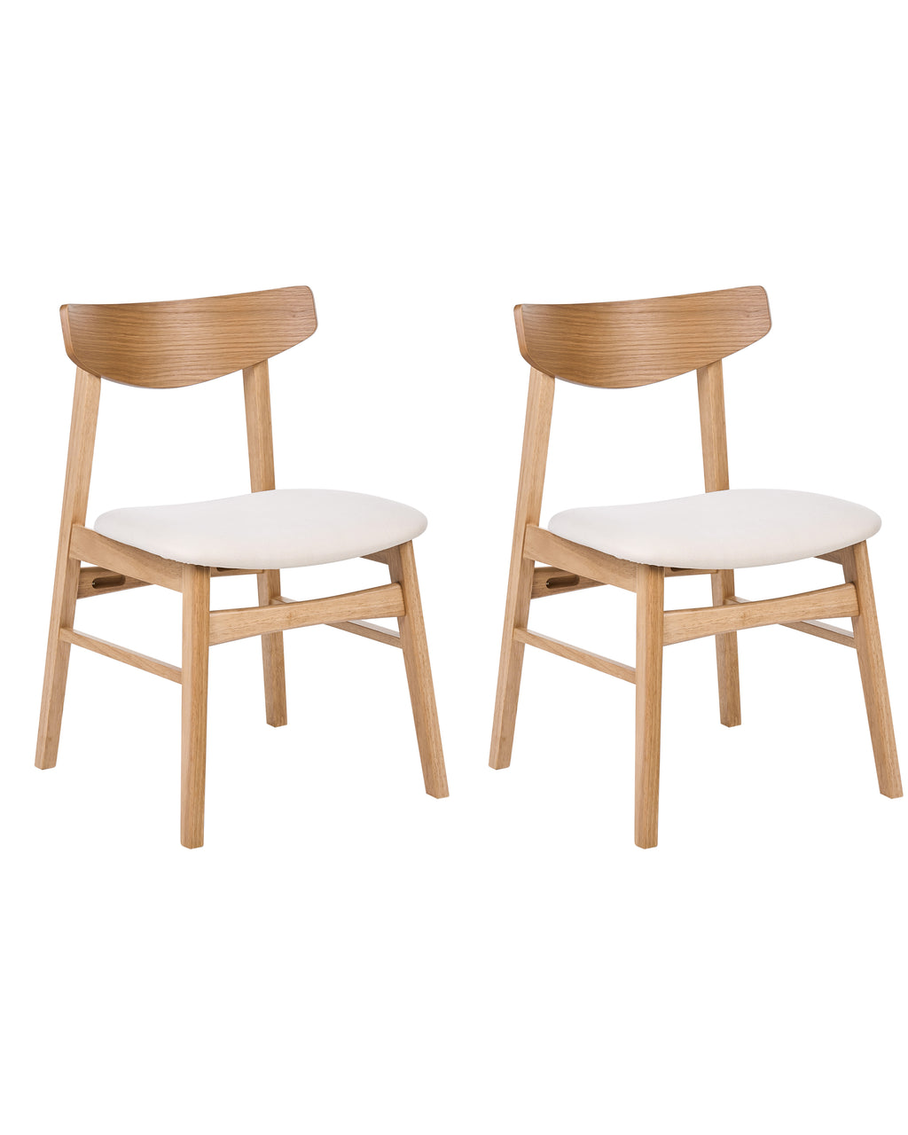 Set of 2 Dining Chairs SMILEY Wood Light Brown/ Off-White