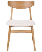 Set of 2 Dining Chairs SMILEY Wood Light Brown/ Off-White
