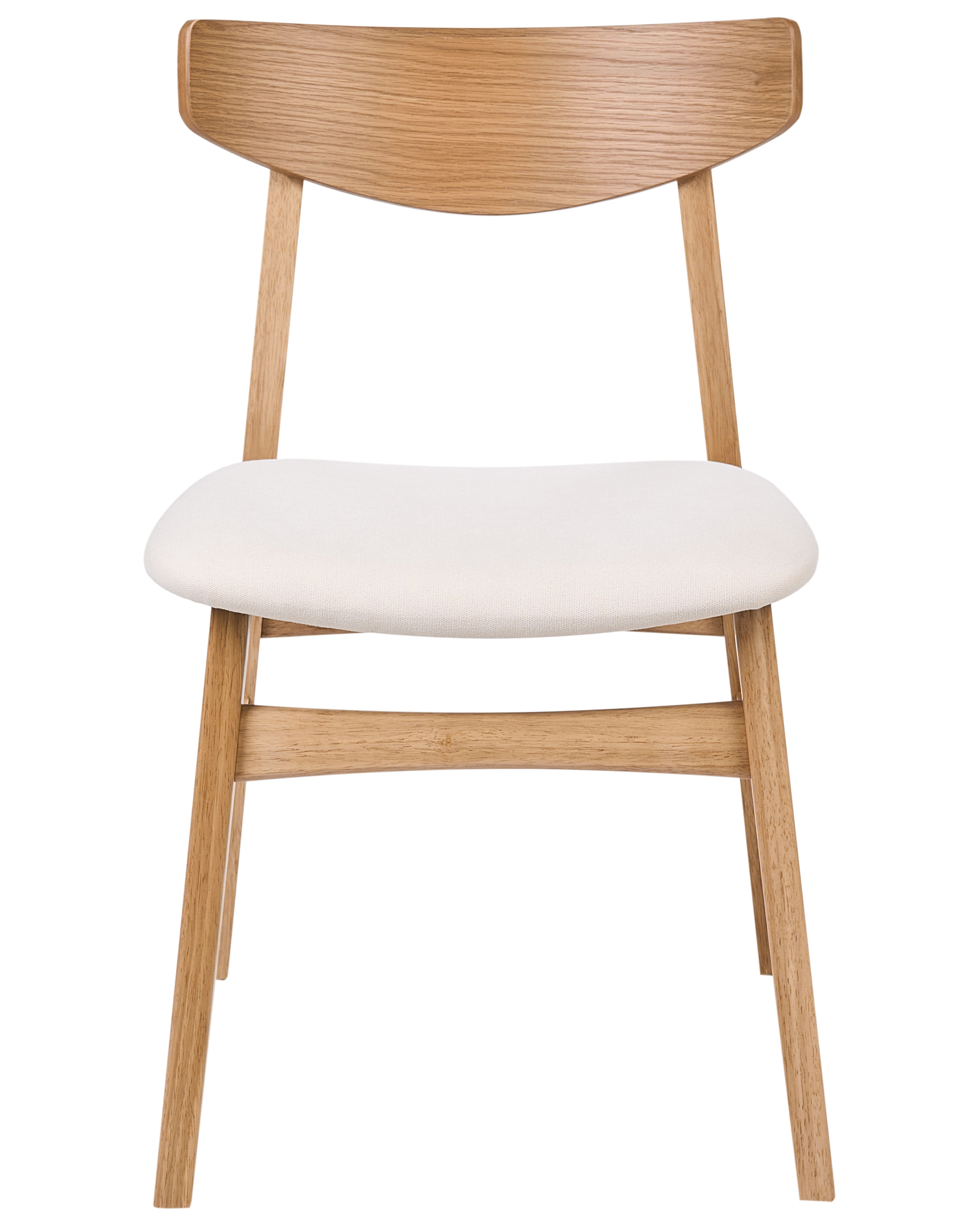 Set of 2 Dining Chairs SMILEY Wood Light Brown/ Off-White