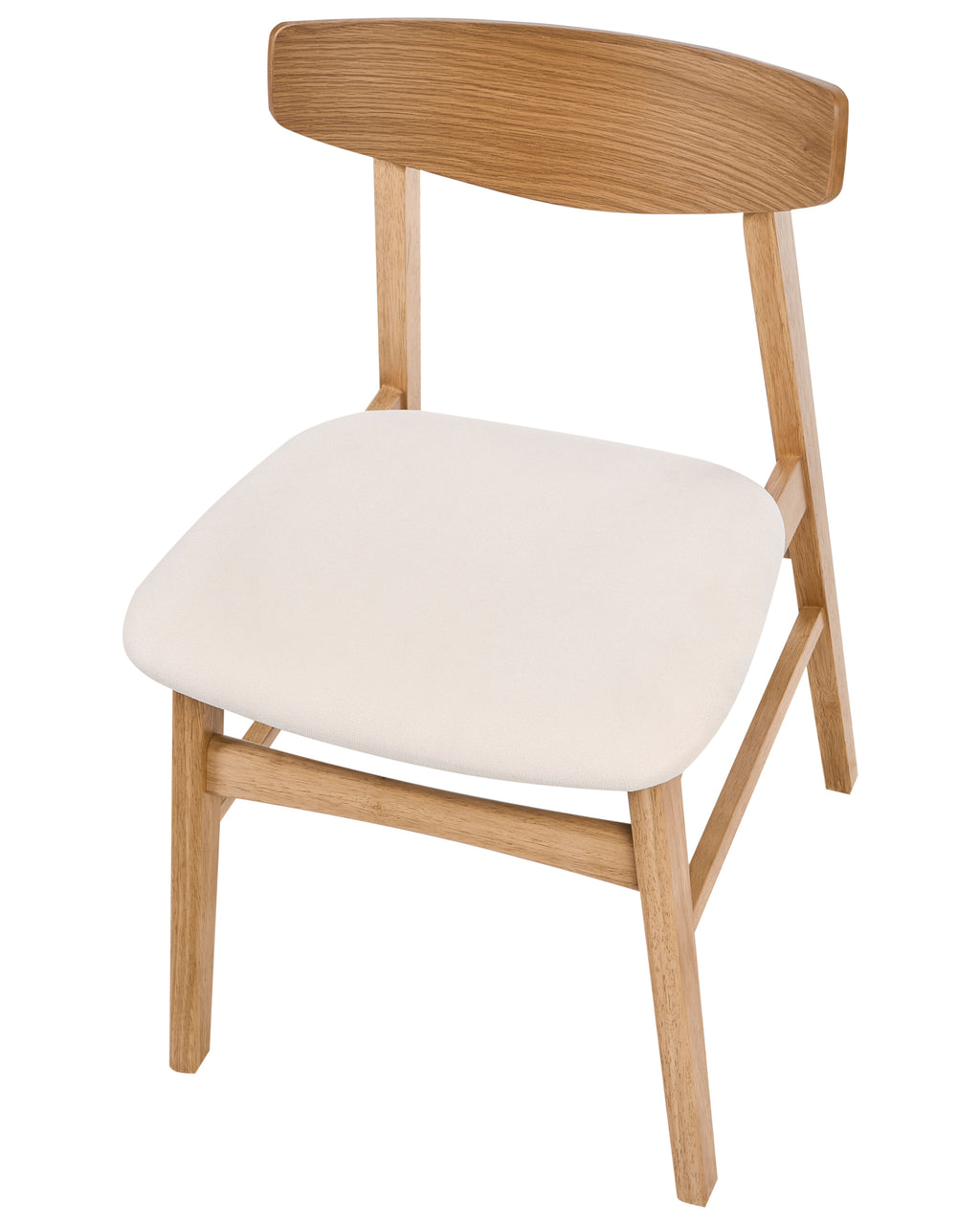 Set of 2 Dining Chairs SMILEY Wood Light Brown/ Off-White