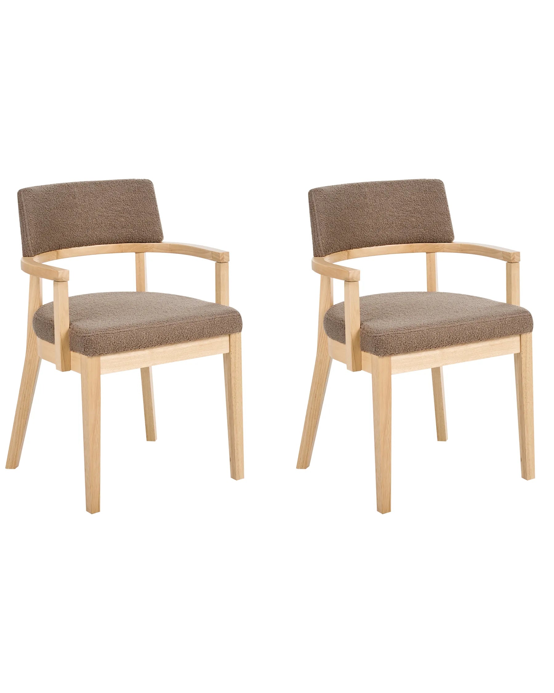 Set of 2 Dining Chairs DALBO Boucle Light Brown/ Taupe