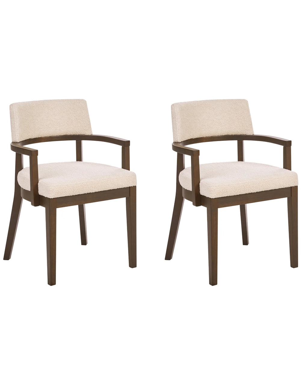 Set of 2 Dining Chairs DALBO Boucle Dark Brown/ Off-White